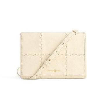 Orange Cube Mosaic Crossbody Bag - Natural