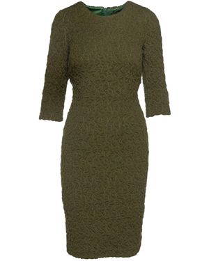 Conquista Neutrals Khaki Jacquard Dress By Fashion - Green