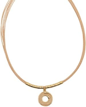 Nart Nature Making Art The Spiral Buriti Natural Fibre Necklace - Metallic