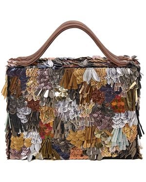 Simitri Polished Pinata Briefcase Bag - Brown