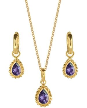 Charlotte's Web Jewellery February Birthstone Necklace And Earring Set - Metallic