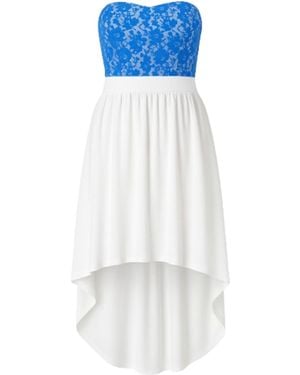 Conquista Strapless Lace Detail High Low Dress - Blue