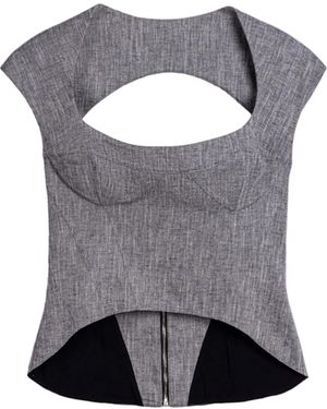 Nocturne Open-Back Tailored Top - Grey