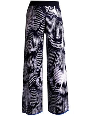 Essien & Emre Arden Merino Wool Knitted Pattern Trousers - Blue