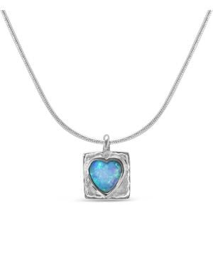 Isla Silver Sterling Opal Heart Pendant Necklace - Blue