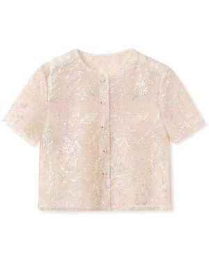Wjy Studio London Embroidery Flower Vest Top Cream Wedding Guest - Natural