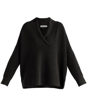 Paisie Shawl Collar Ribbed Jumper - Black