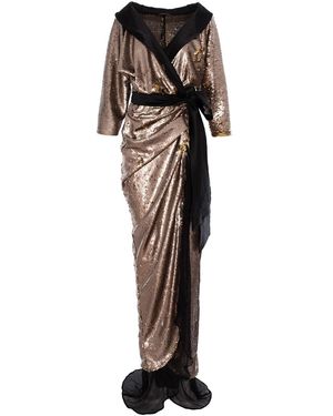 concept A trois Side Over Side, Long Shawl Collar Dress - Black