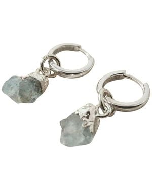 Sophelia Raw Aquamarine March Birthstone Sterling Huggies - Metallic