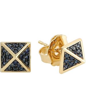 Artisan Sapphire Pyramid Stud Earrings - Metallic