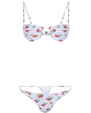 The Delarose Sisters Cherry Pop Bikini G-String Set - White
