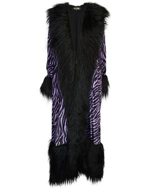 Jennafer Grace Penny Deluxe Haze Velvet Faux Fur Jacket - Black