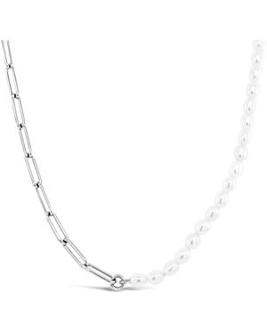 Lutiro Paperclip & Freshwater Pearl Necklace - Metallic