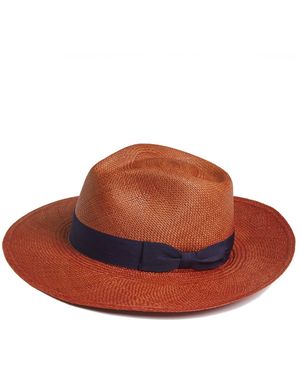 Dasmarca Hats Dasmarca Newton Wide Brim Summer Genuine Panama Straw Hat For - Cinnamon - Red