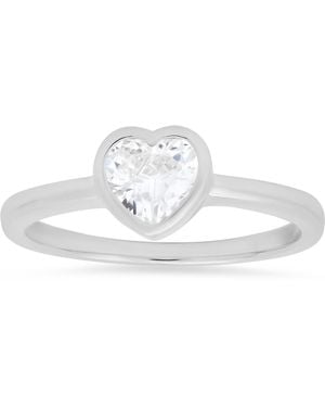 Kylie Harper Bezel Set Diamond Cz Heart Ring - White