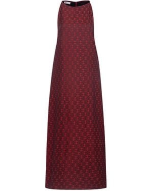 Silk and Bears Aurora Scarlet Mosaic-Geometric Jacquard Silk Maxi Dress - Purple