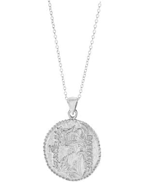 Seven Saints Athena Antique Coin Necklace, Rhodium Over Sterling - White