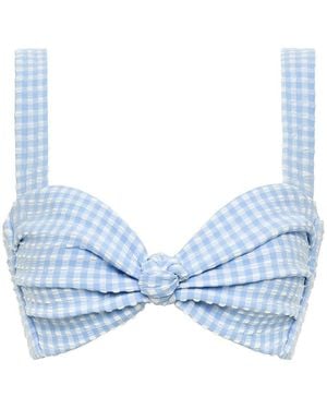 Montce Peri Micro Gingham Hayden Bikini Top - Blue