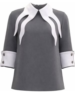 Julia Allert Semi-Formal Blouse With Double Contrasting Details - Grey