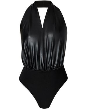 LIA ARAM Halterneck Bodysuit With Open Back - Black
