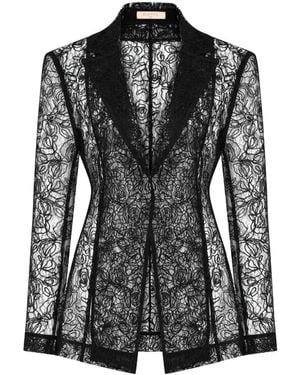 Elsava Lace Tailored Blazer - Black