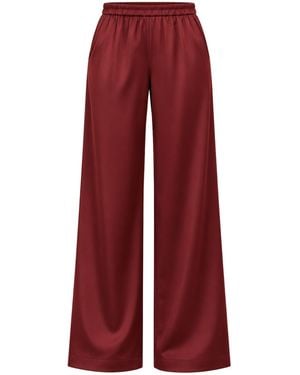 Luella Fashion Silky Trousers With Elastic Waistband Burgundy - Red