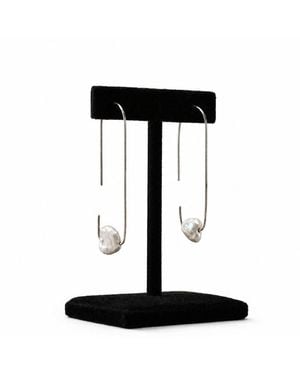Silver Moon Baroque Heart Pearl Sterling Earrings - Black