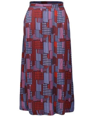 Smart and Joy Graphic Print Trapeze Midi Skirt - Purple
