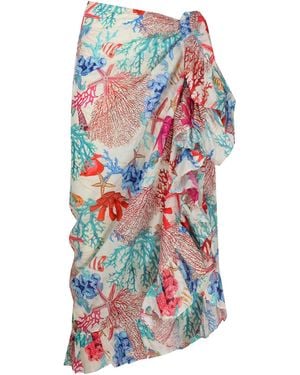 LOVEIST STORE Lalla Summer Printed Ruffle Pareo - Blue