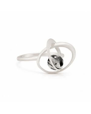Ormiro Orbit Rutilated Quartz & Sterling Ring - Metallic