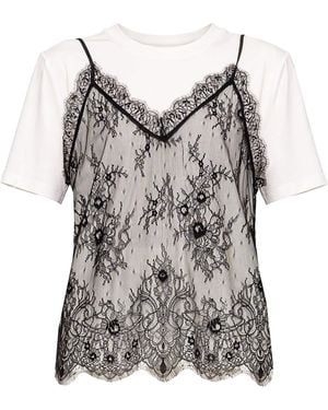 Nissa Lace-Panel Top - Gray