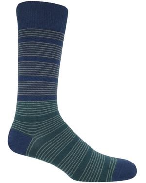 Peper Harow - Made in England Twin Stripe Socks - Blue