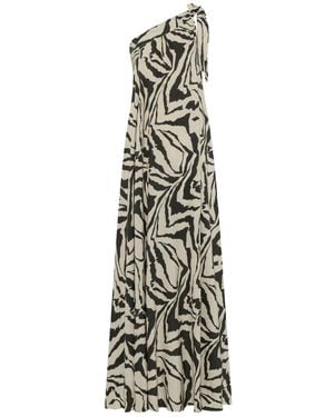 Belyed Handcraft Savannah – Cotton One-Shoulder Maxi Dress By Belyed - Metallic