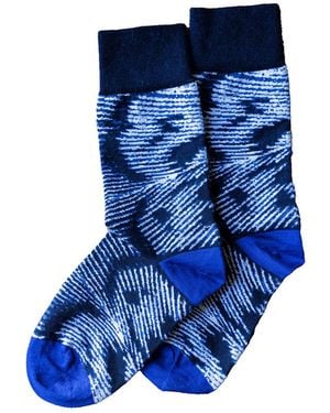 Essien & Emre Pavo Pattern Wool Socks - Blue
