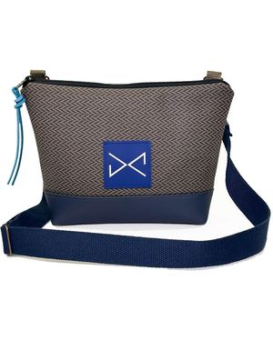 Daniel Chong Chevron Crossbody Classic Mini Bag – With Base - Blue