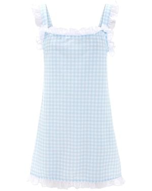 Love Letters X Dolce Gingham Azzurro Sleep Dress - Blue