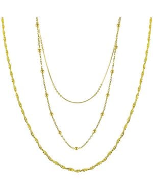 Spero London Twisted & Beaded Chains Sterling Layering Necklace Set - Metallic