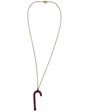 Vickisarge Raspberry Candy Cane Necklace - Metallic