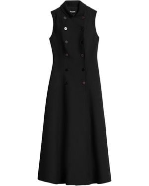 Nocturne Sleeveless Double-Breasted Midi Dress - Black