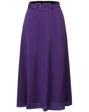 Smart and Joy Wide Belt Flared Skirt - Purple