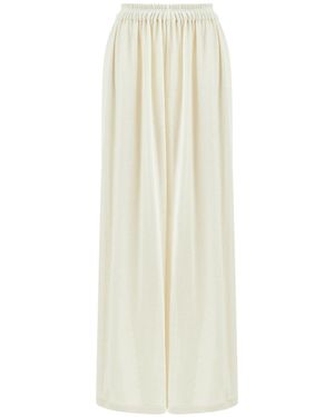 Lilamie Neutrals Istanbul Loose Fit Elastic Waist Long Summer Pants - White