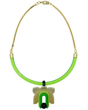 Gissa Bicalho Acrylic Handmade Necklace Lilium - Green