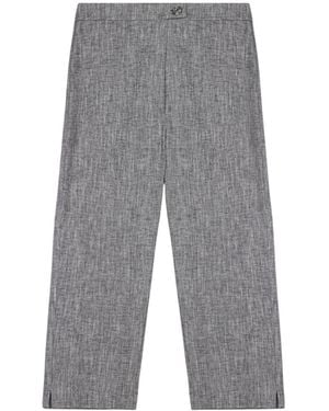 Nocturne Tailored Linen Blend Capri Trousers - Grey