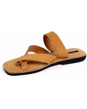 Miriam Bella The Safari Leather Sandals With Flat Cross Strap - Brown