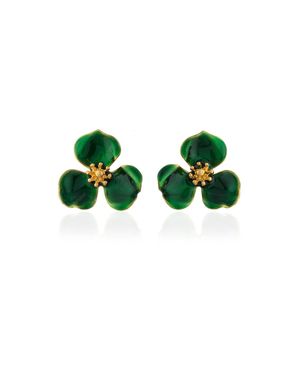 Milou Jewelry Bloom Flower Earrings - Green
