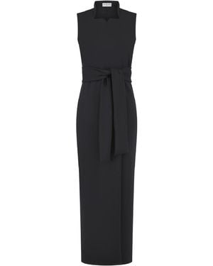 Celestine & Mae Wrap Notch Neck Maxi Dress - Black