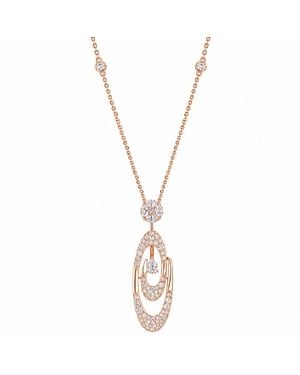 Artisan Rose 18K Rose Diamond Orbit Drop Pendant Necklace - Metallic