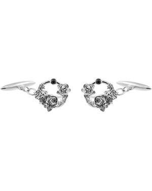 Lee Renee Diamond Rose Halo Cufflinks - Metallic