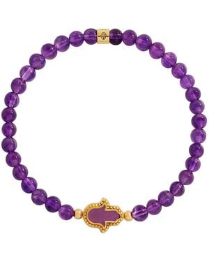 Karma and Luck Guiding Light Amethyst Hamsa Bracelet - Purple