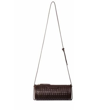 Owlish Studio Reef Woven Vegan Leather Cylinder Bag - White